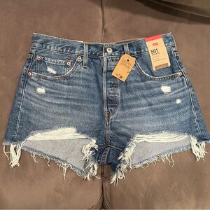 Levi's 501 Original Fit High Rise Shorts Distressed Denim Women's Size 31
